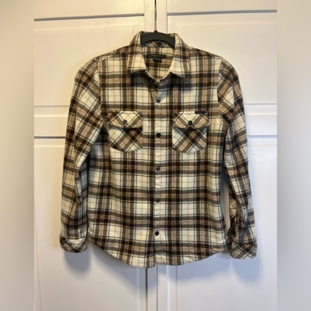 O'Neill Boys Fleece Snap Button Down Shirt Size Boys Medium Color Brown